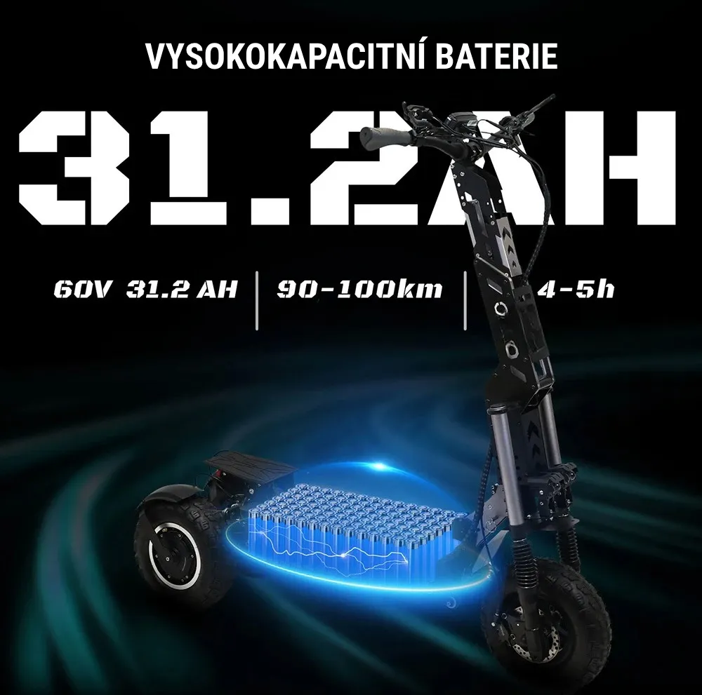 Extrémně výkonná tříkolová elektrokoloběžka OOTD T30 - 