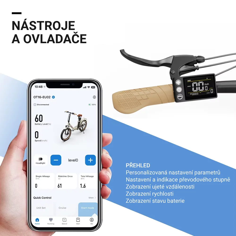 Skládací městské elektrokolo OT16 - barevný displej