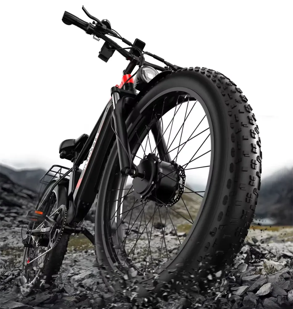 odolnými 26" x 4.0" tlustými pneumatikami