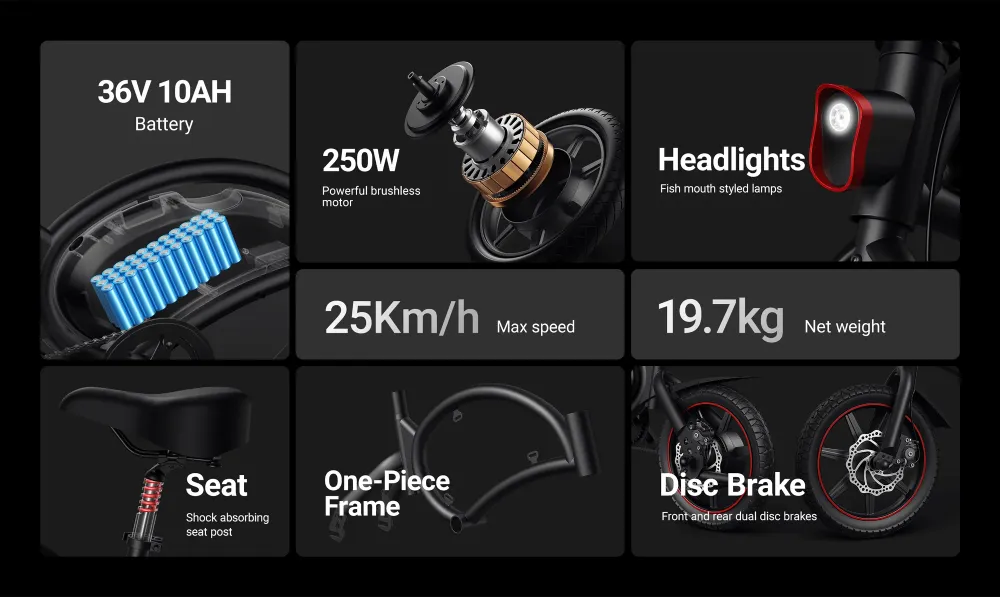 Skládací městské elektrokolo DYU D3F