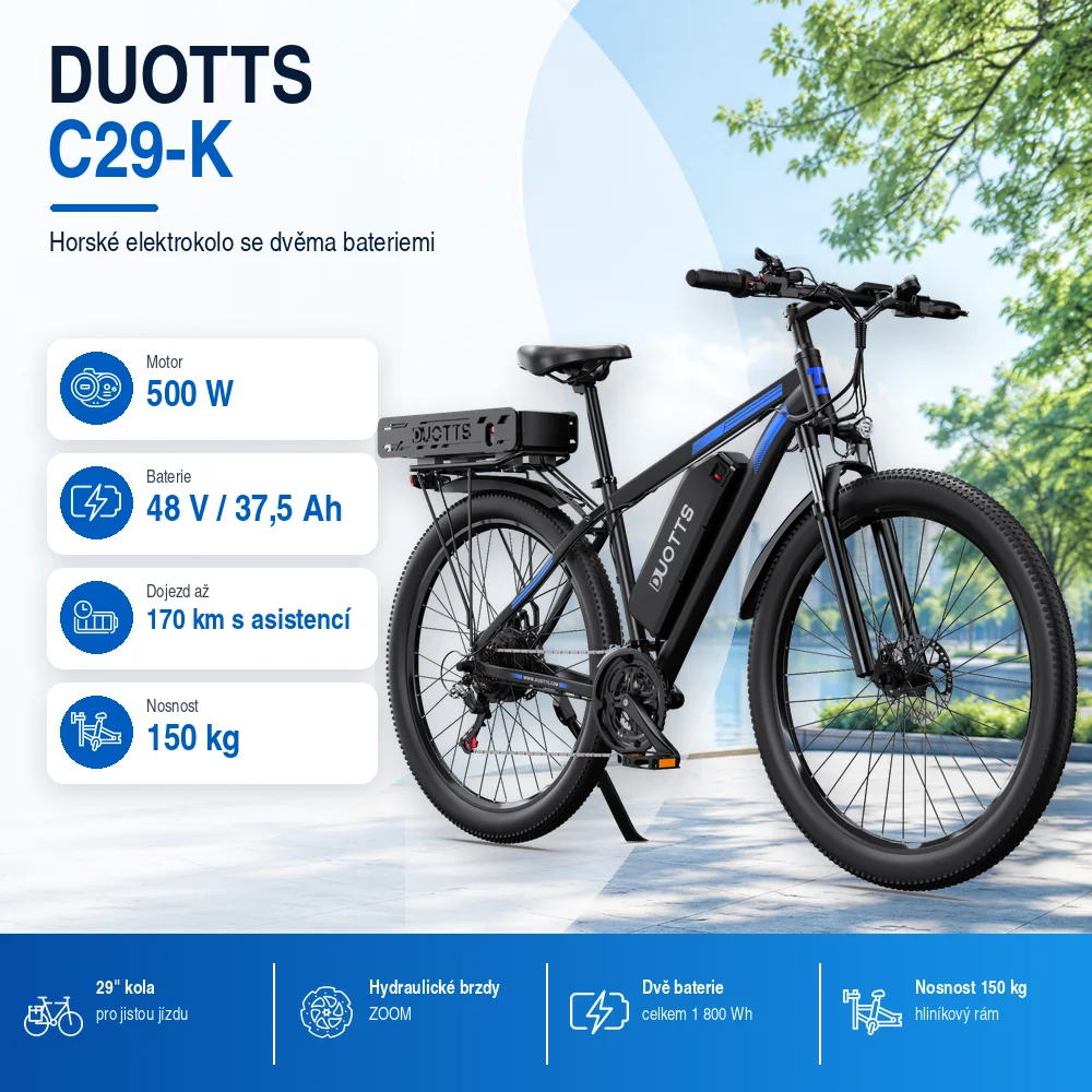 DUOTTS C29-K horské elektrokolo se dvěma bateriemi