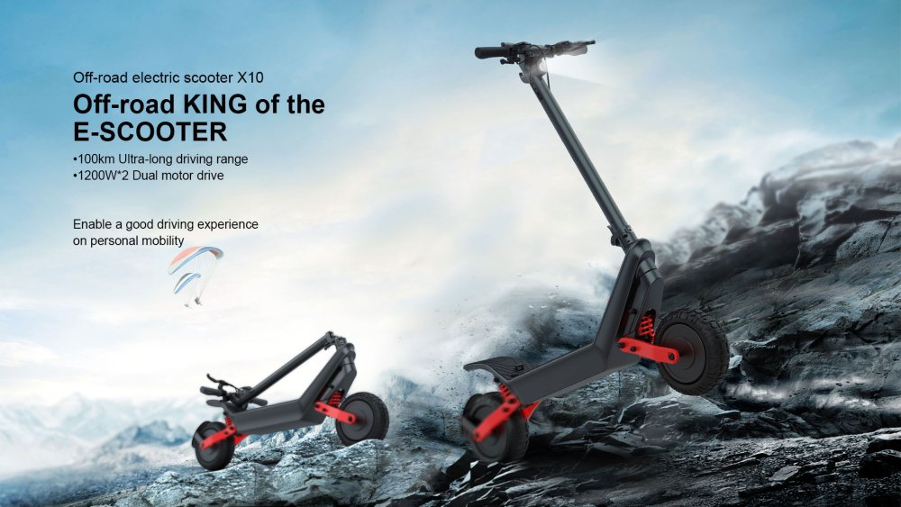 HX X10: Terénní elektrokoloběžka s duálním motorem a extrémním dojezdem