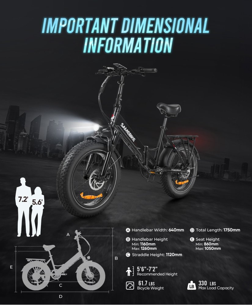 SAMEBIKE LOTDM200-II: Výkonný skládací Fat Bike s NFC technologií