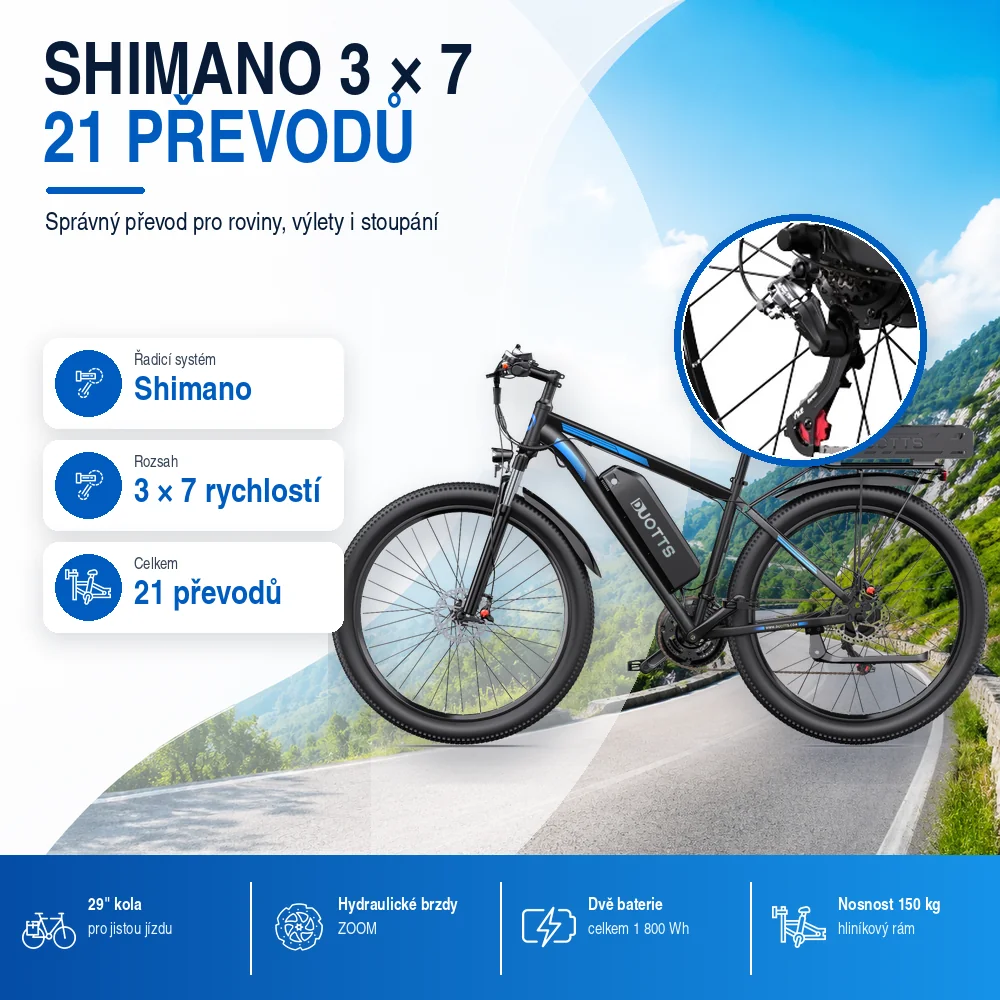 DUOTTS C29-K Shimano 3 x 7 rychlostí
