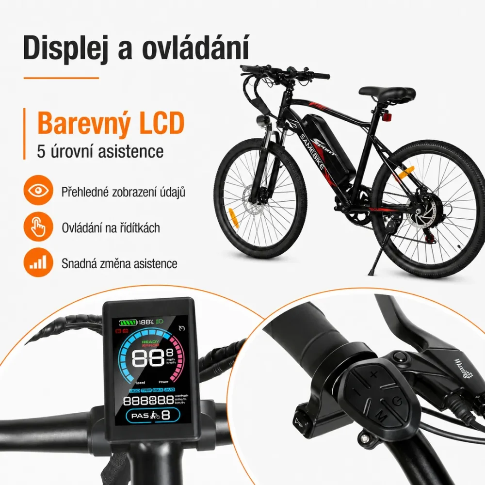 SAMEBIKE EBE2 displej a ovládání