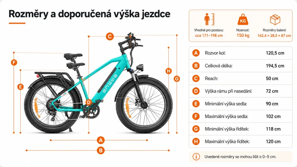 Rozměry elektrokola ENGWE E26