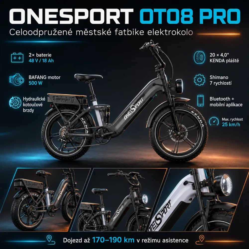 ONESPORT OT08 PRO celoodpružené fatbike elektrokolo