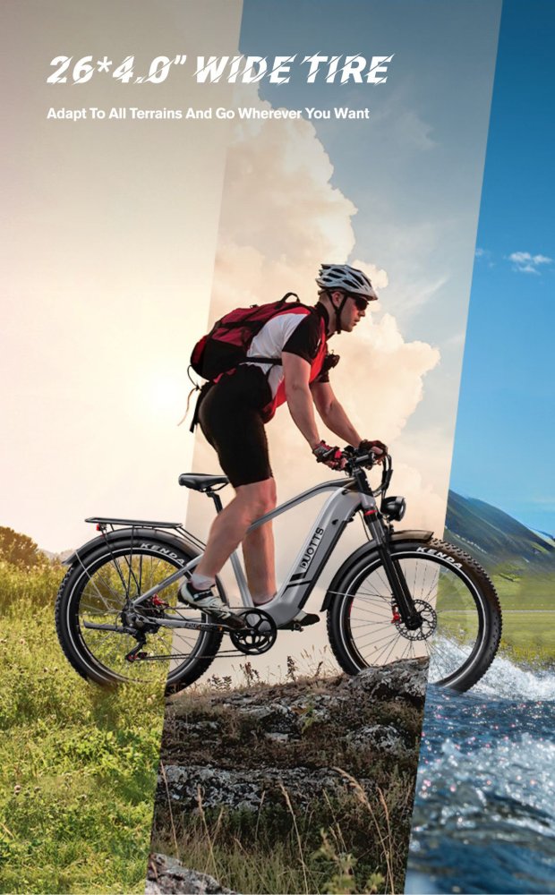 odolnými 26" x 4.0" tlustými pneumatikami