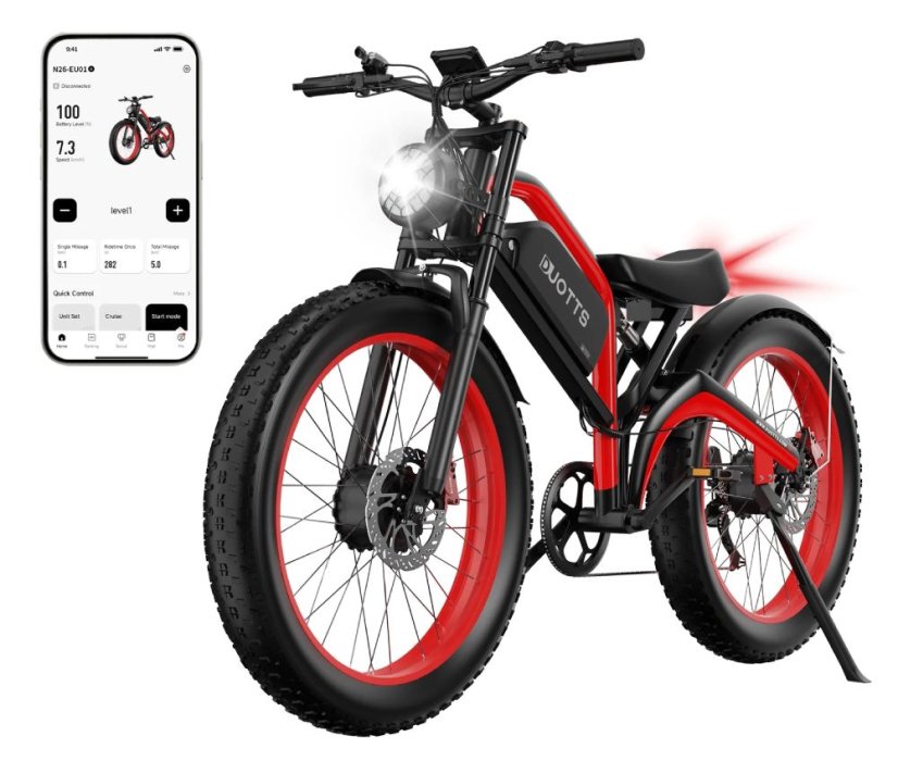 Elektrické moto kolo se dvěma motory DUOTTS N26 - Barva: Černá - Červená