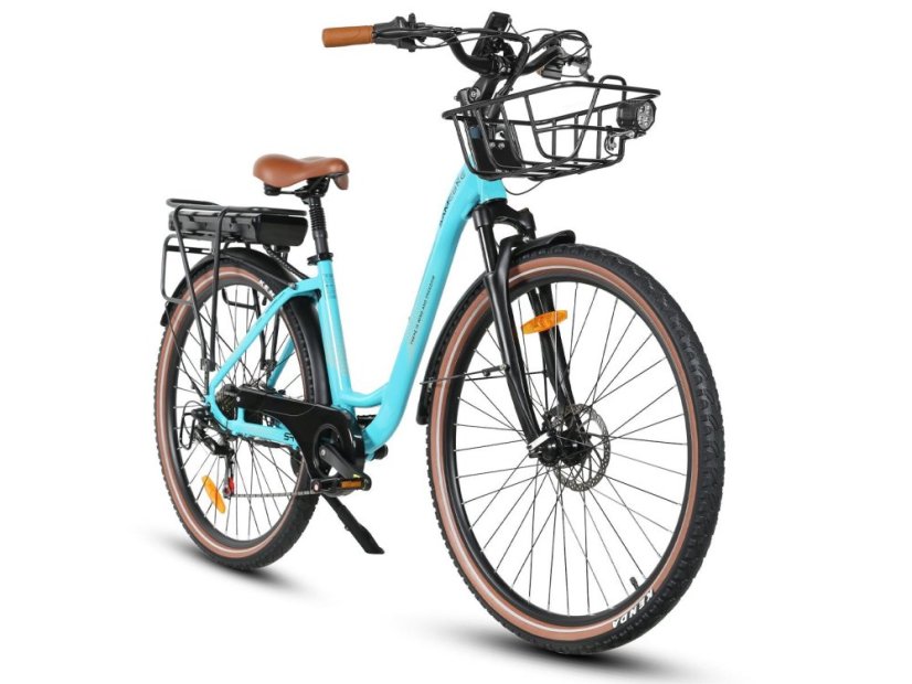 Elegantní městské retro elektrokolo SAMEBIKE RS-A07 - Barva: Tyrkysová