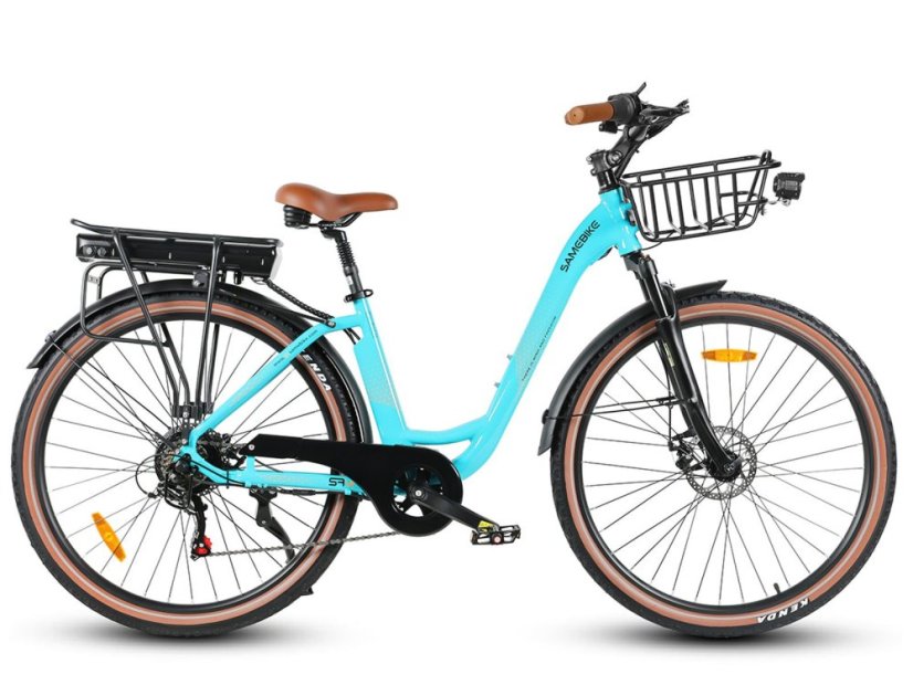 Elegantní městské retro elektrokolo SAMEBIKE RS-A07 - Barva: Tyrkysová