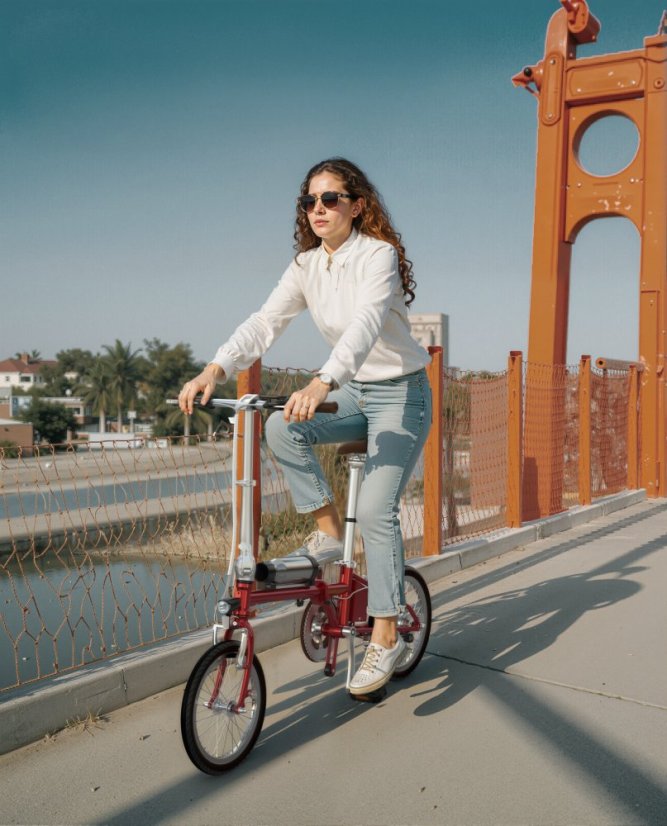 Lehké skládací městské elektrokolo OneSport OT02 - Barva: Červená