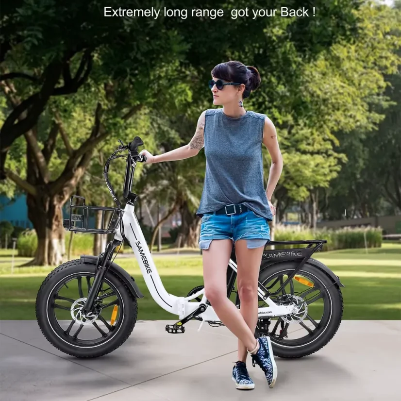 Skládací elektrokolo SAMEBIKE C05 Pro - Barva: Bílá