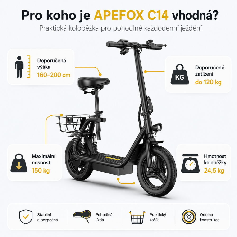 APEFOX C14 elektrická koloběžka se sedátkem