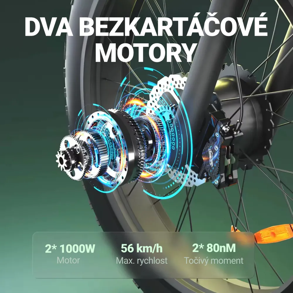 Fatbike Beach Cruiser S1 - dva bezkartáčové motory, 2000 W
