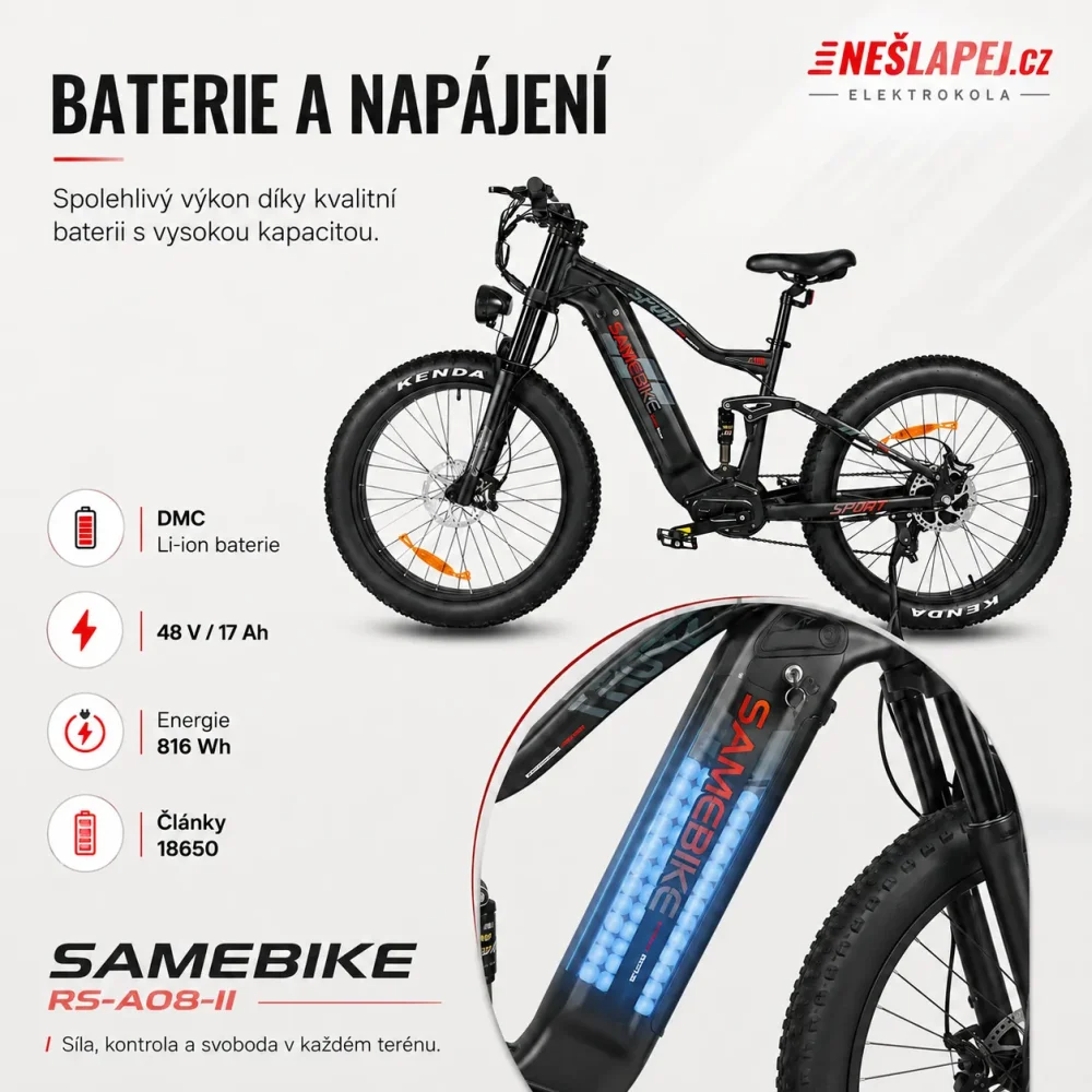 SAMEBIKE RS-A08-II zadní motor Xiongda 1000 W
