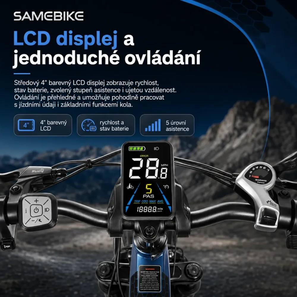 SAMEBIKE RS-A02 Pro LCD displej a ovládání