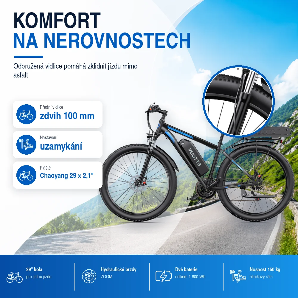 DUOTTS C29-K přední odpružená vidlice 100 mm