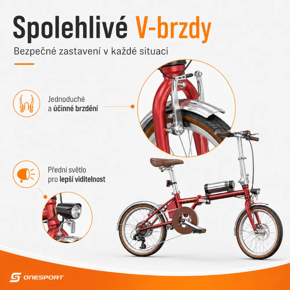 ONESPORT OT02 V-brzdy a přední světlo