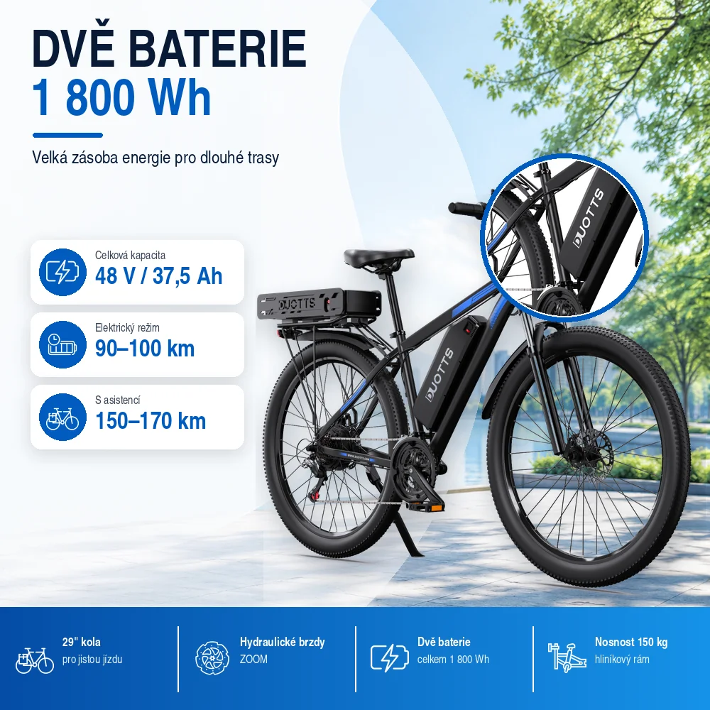 DUOTTS C29-K dvě baterie a dojezd až 170 km