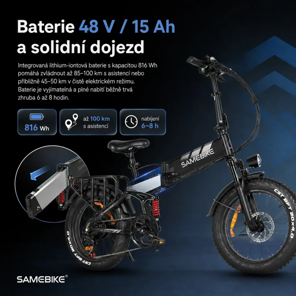 SAMEBIKE RS-A02 Pro baterie 48 V 15 Ah