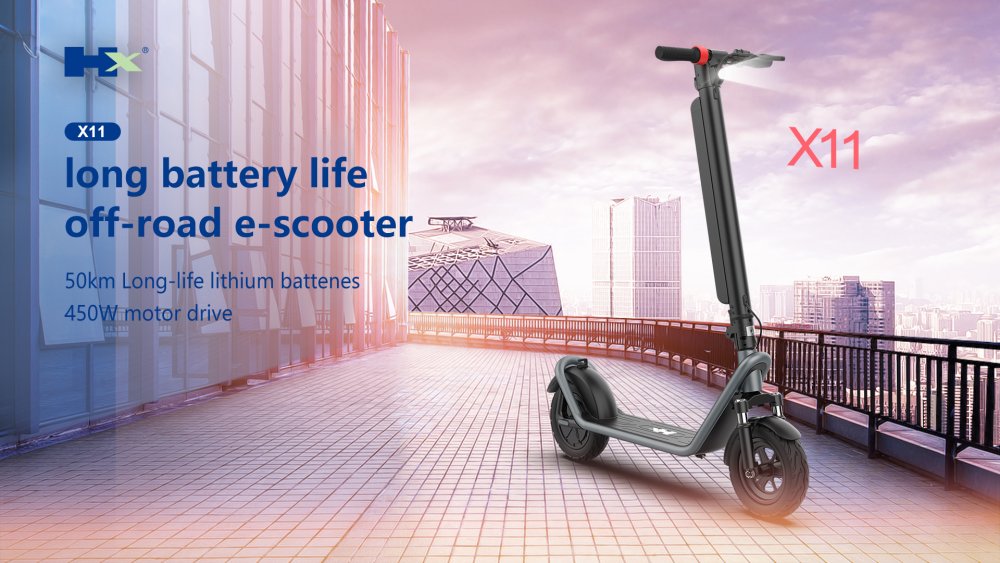 HX X11: Výkonná a komfortní elektrokoloběžka s vyměnitelnou baterií a duálním odpružením
