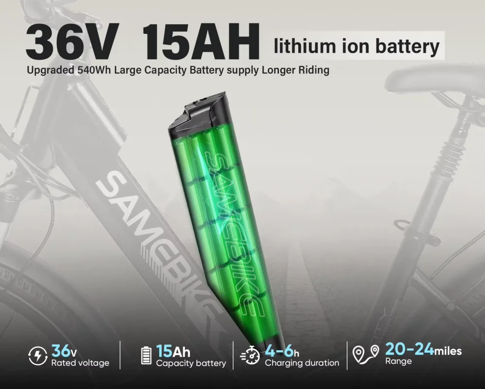 Samebike RS-A01 Pro-T – vyjímatelná 36 V 15 Ah baterie