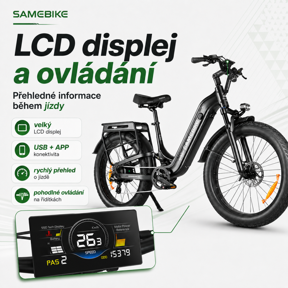 SAMEBIKE CREST LCD displej a ovládání