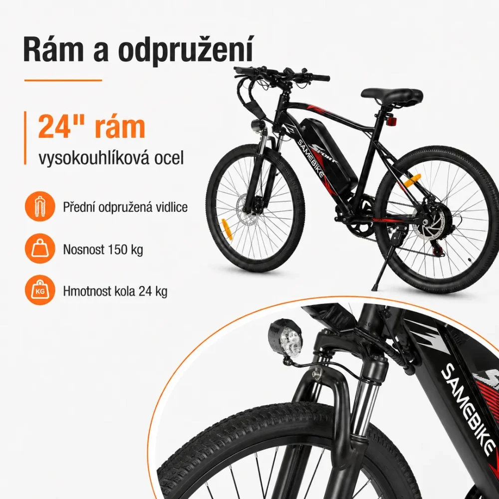SAMEBIKE EBE2 rám a odpružení