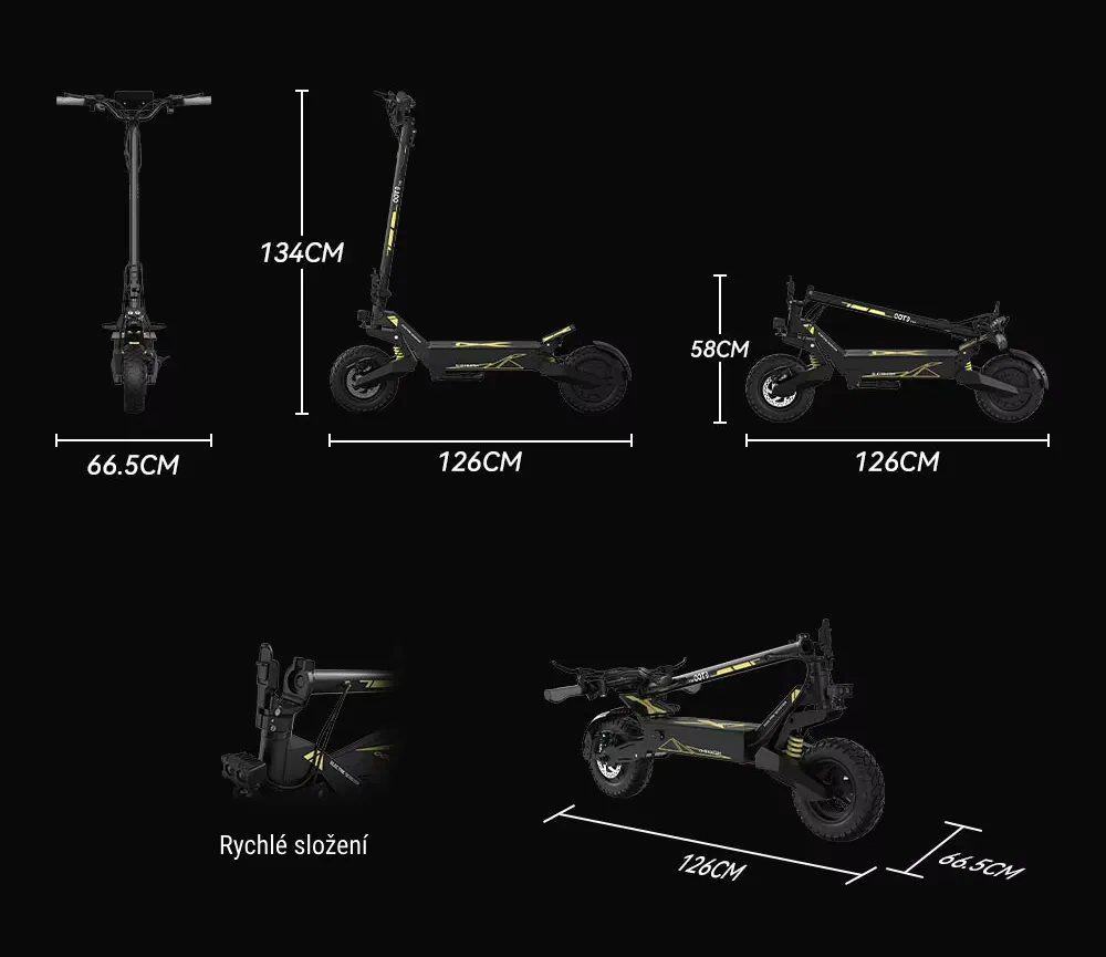 Elektrokoloběžka OOTD T30 - rozměry