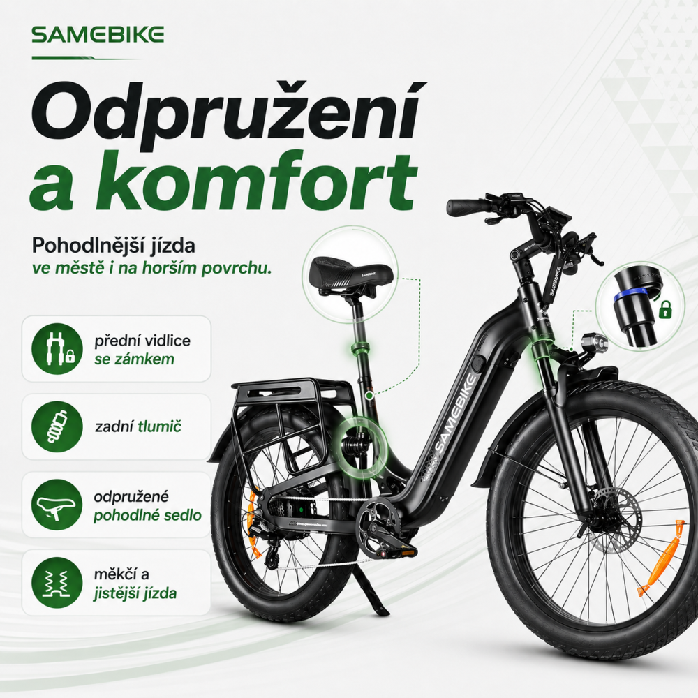 SAMEBIKE CREST odpružení a pohodlí