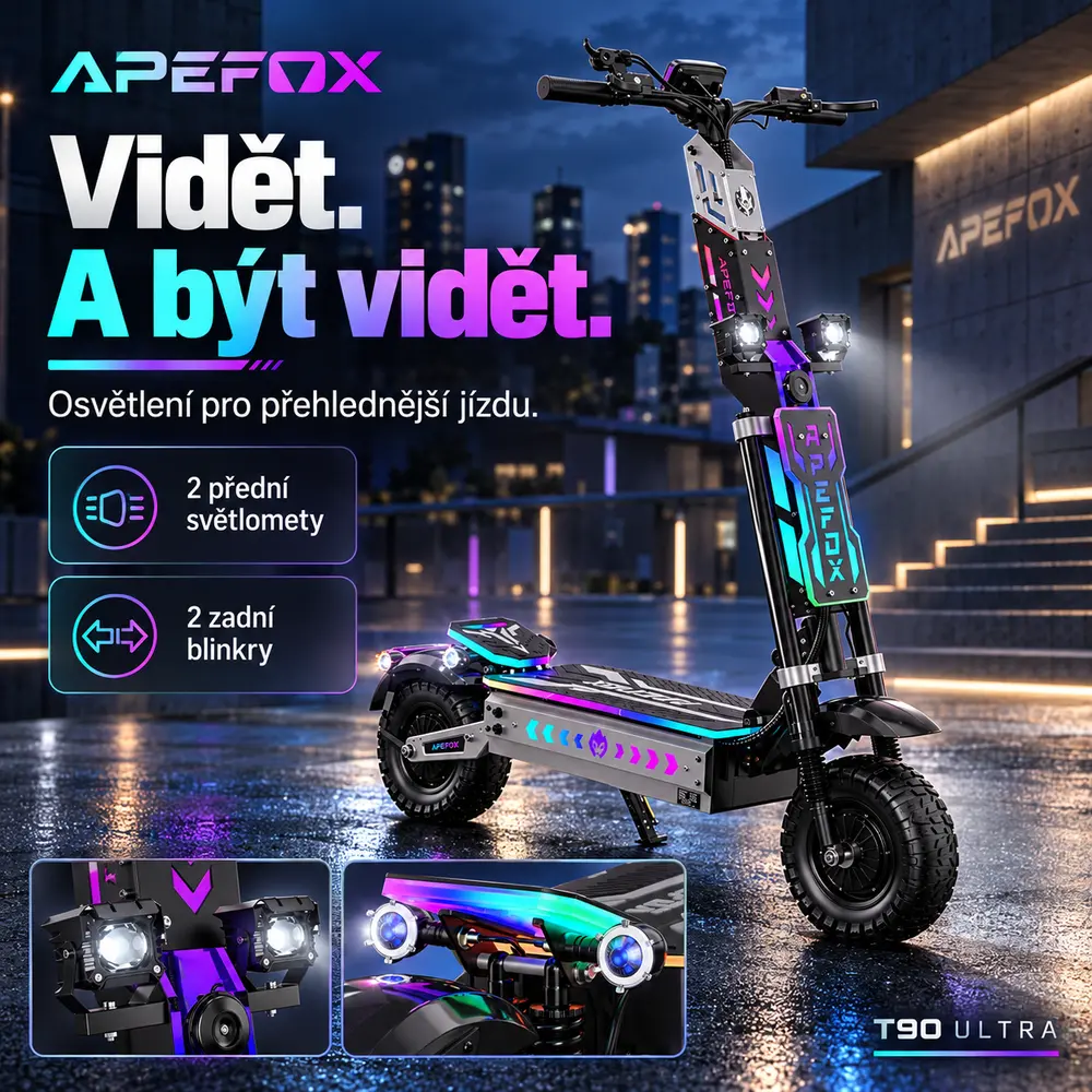 APEFOX T90 Ultra osvětlení a výbava