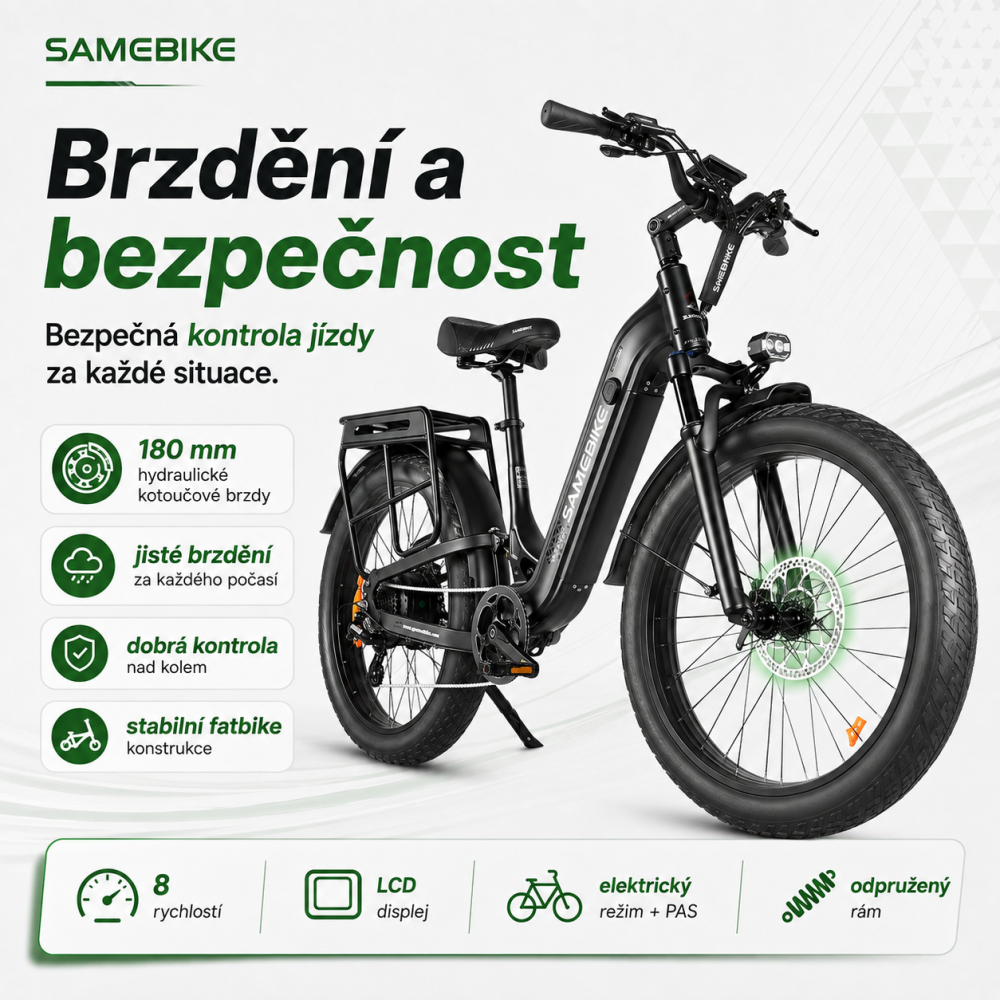 SAMEBIKE CREST hydraulické brzdy a bezpečnost