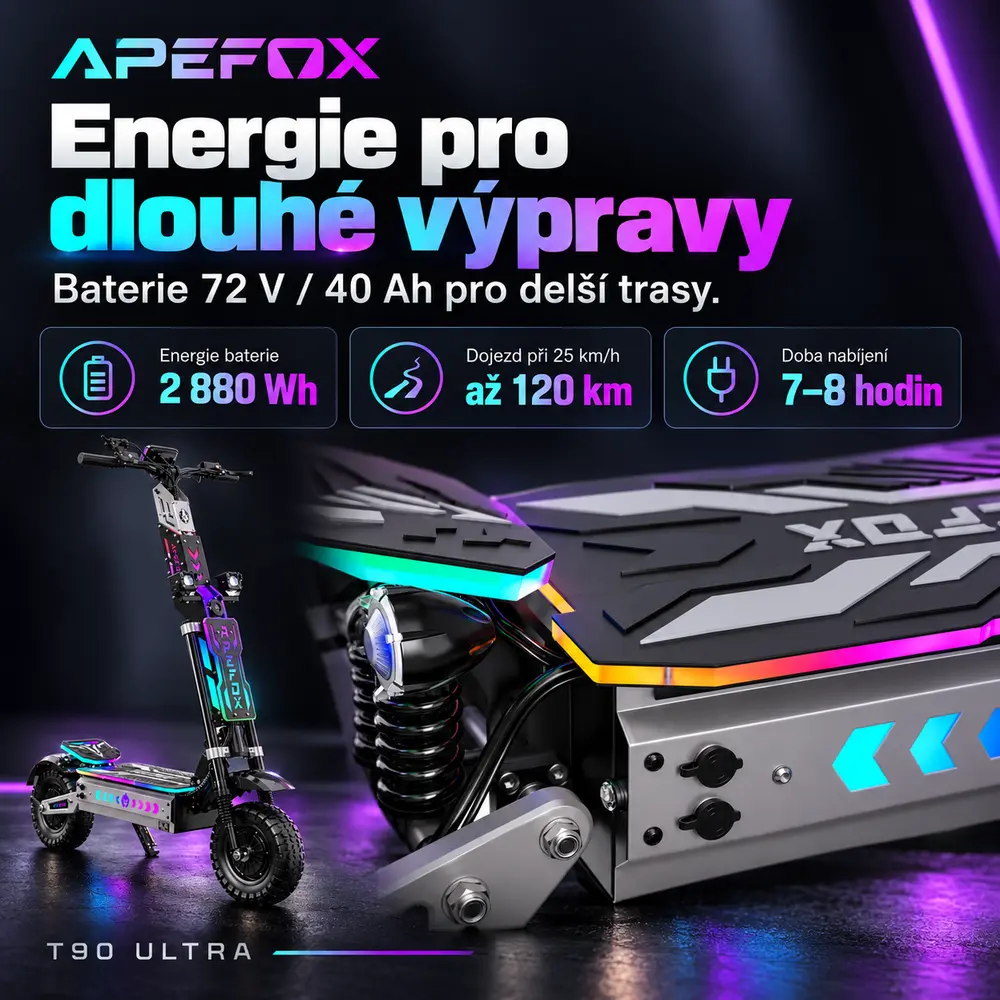 APEFOX T90 Ultra baterie a dojezd