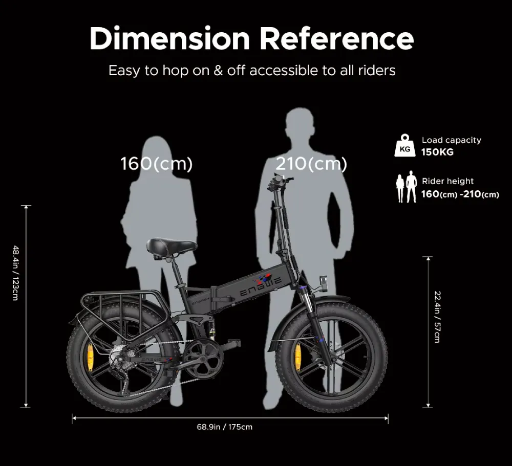 Skladaci elektrokolo Engwe Engine X - rozměry a zatížení