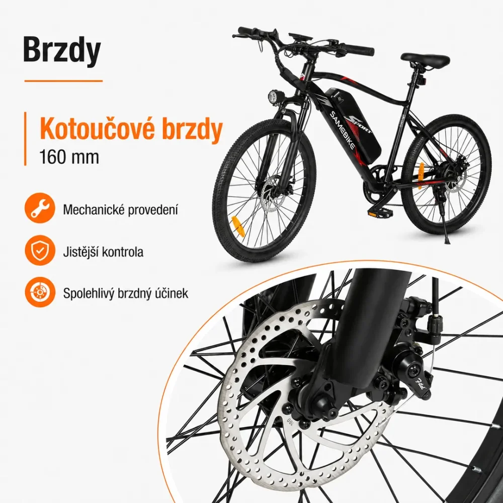 SAMEBIKE EBE2 kotoučové brzdy 160 mm