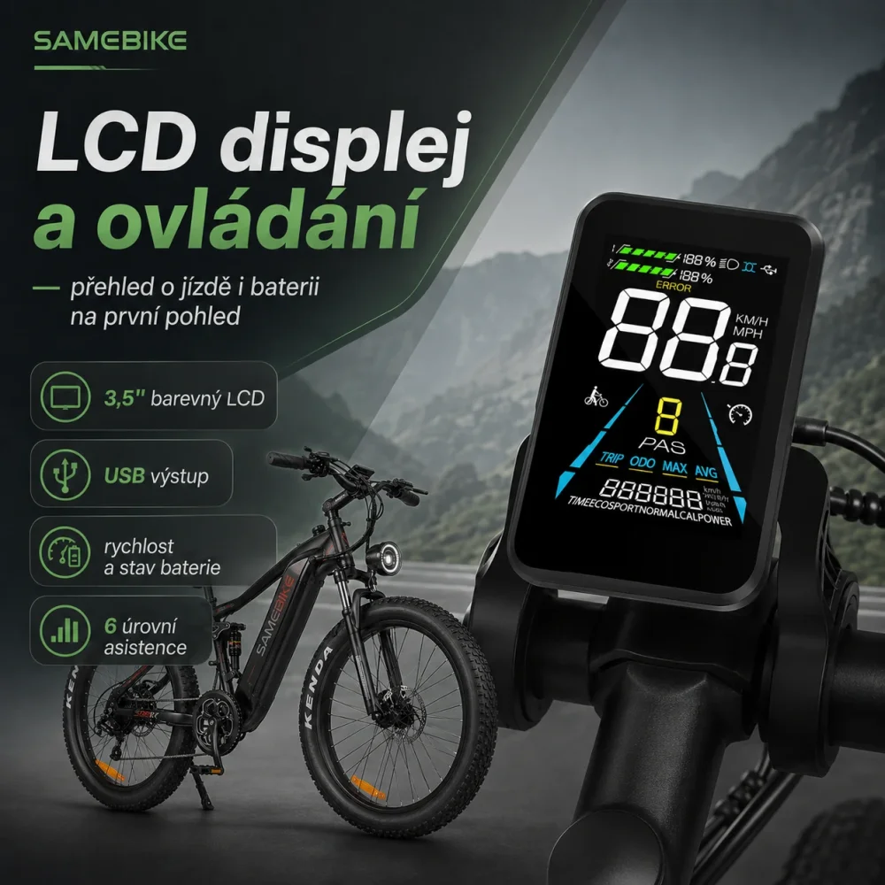 SAMEBIKE XD26-II LCD displej a ovládání