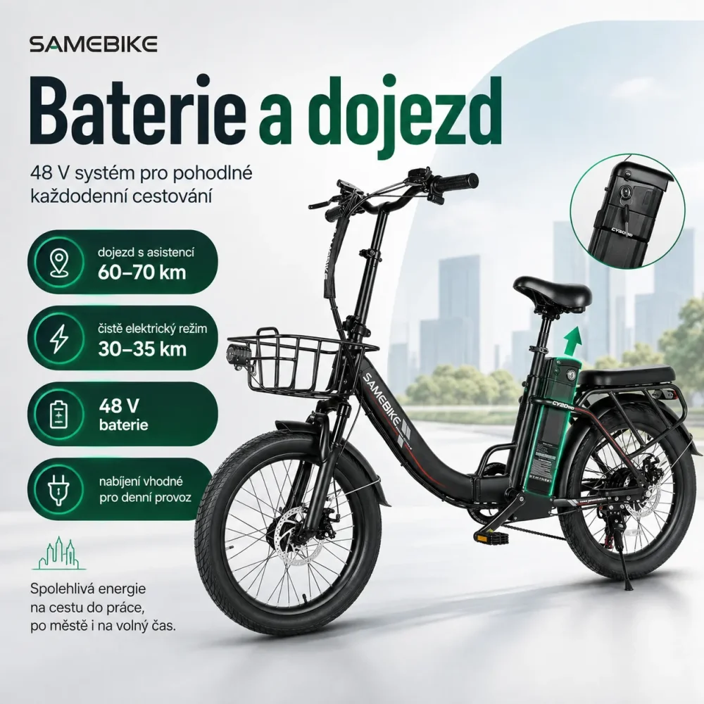 SAMEBIKE CY20 PRO baterie 48 v / 13 ah