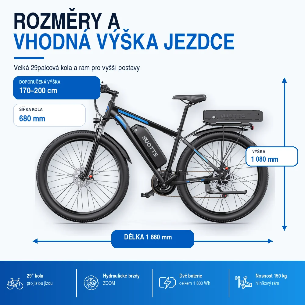 DUOTTS C29-K rozměry a doporučená výška