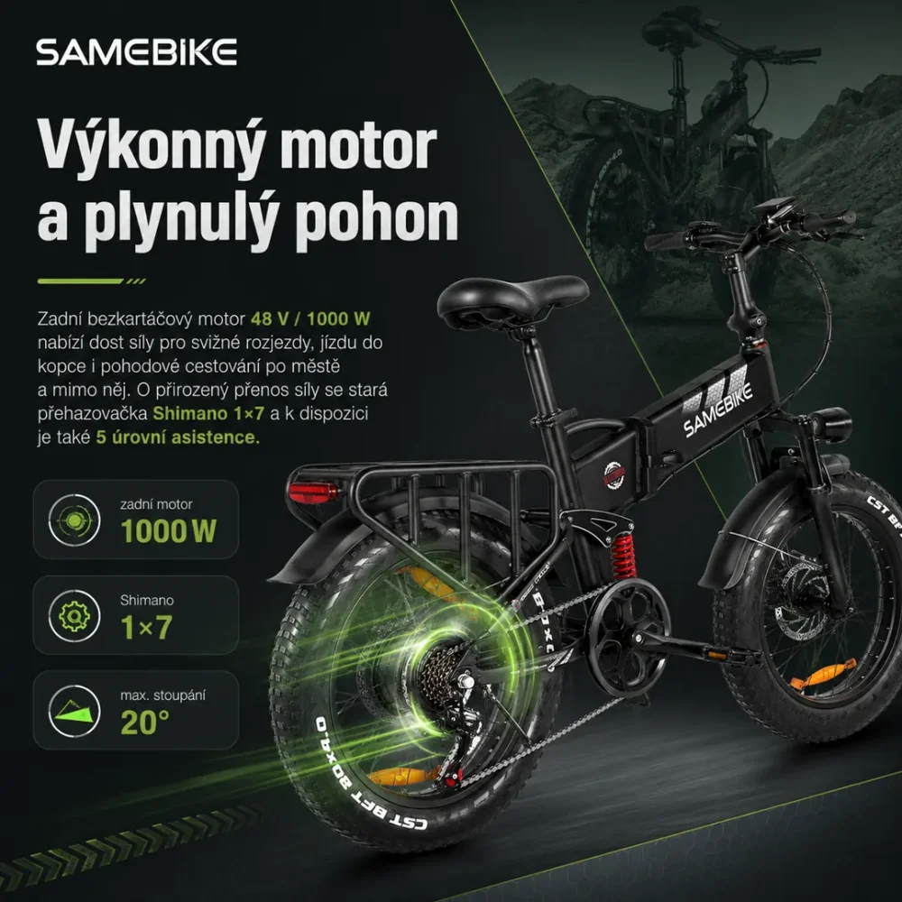 SAMEBIKE RS-A02 Pro motor 1000 W a pohon