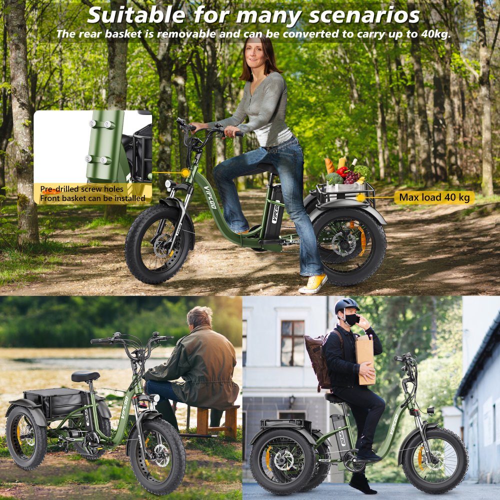 Tři stabilní kola elektrické tříkolky VIPCOO-ET1