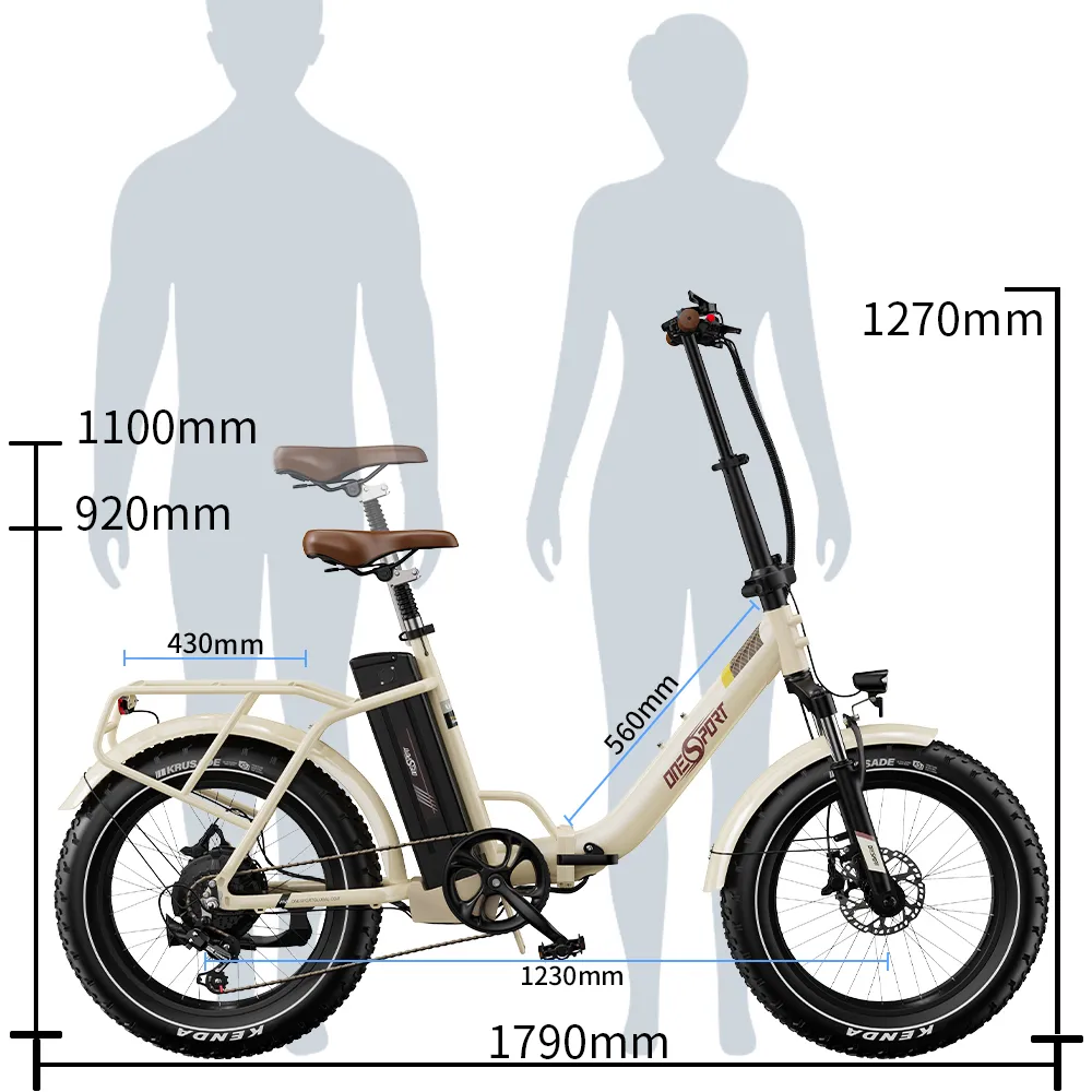 Skládací městské elektrokolo OT16 - rozměry