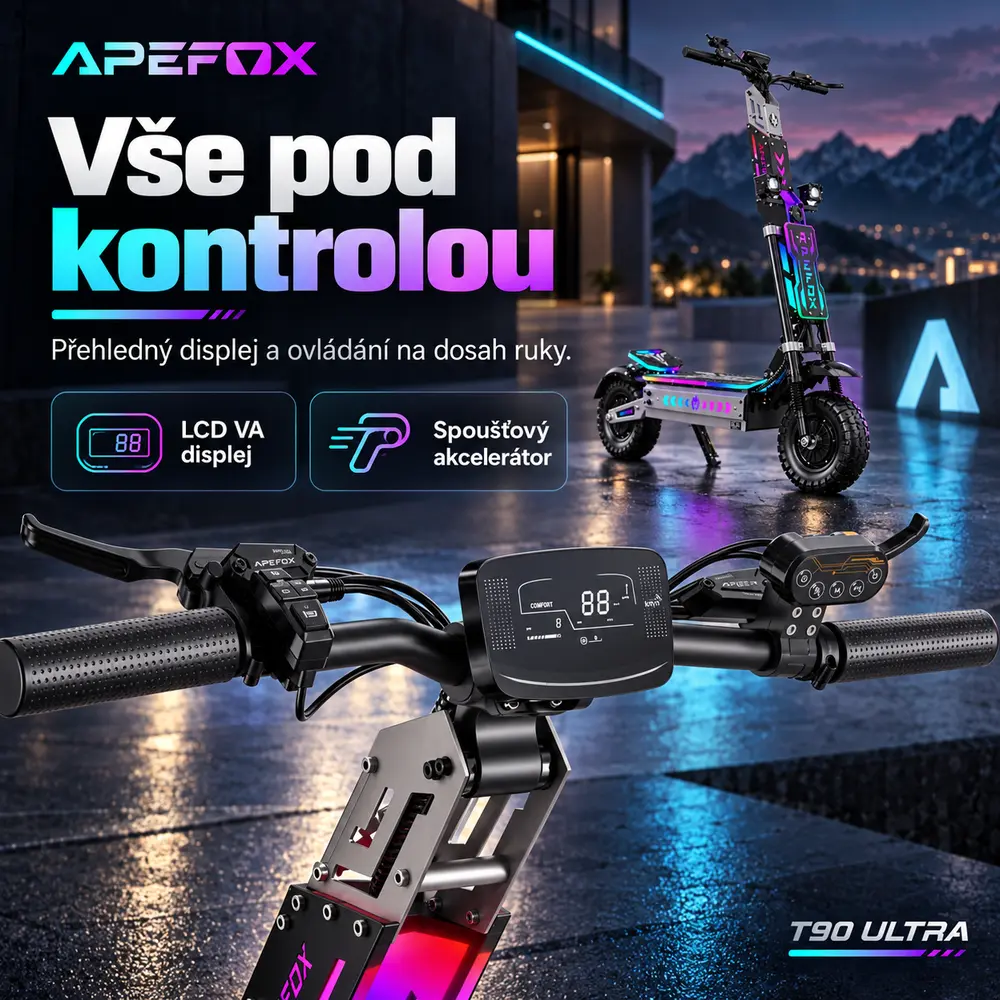 APEFOX T90 Ultra displej a ovládání
