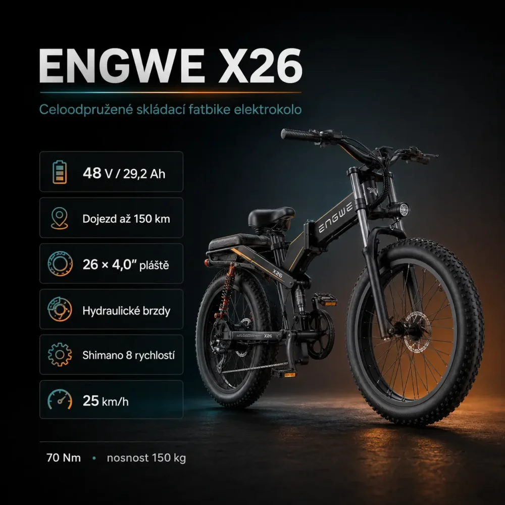 ENGWE X26 48 V 29,2 Ah celoodpružené skládací fatbike elektrokolo