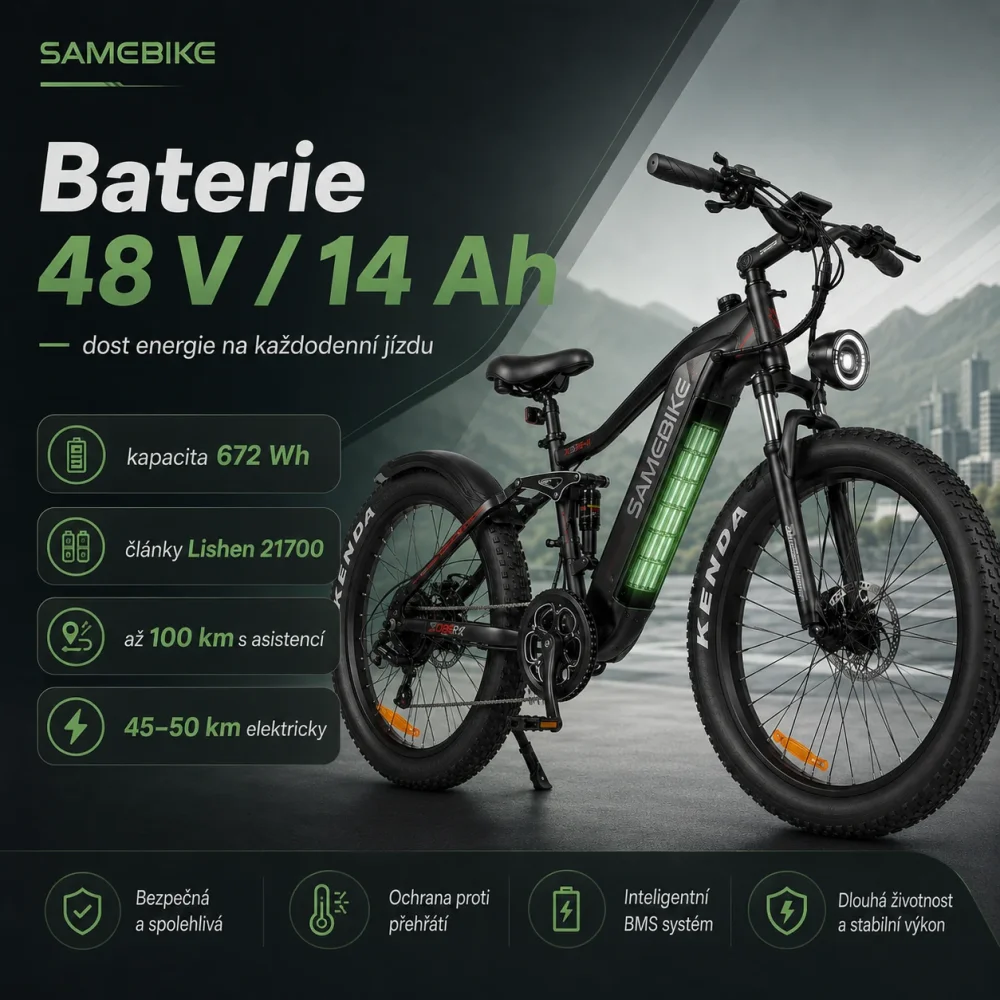 SAMEBIKE XD26-II baterie 48 V 14 Ah