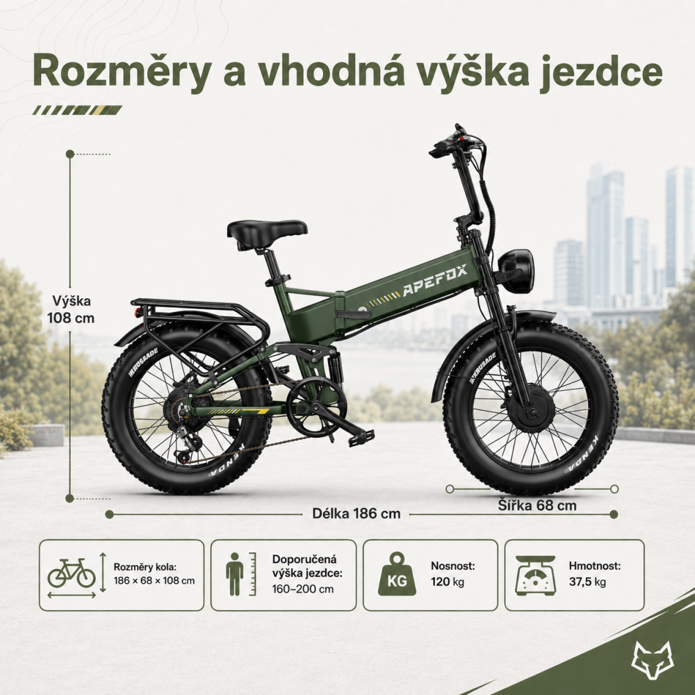 APEFOX RH20 rozměry a vhodná výška jezdce