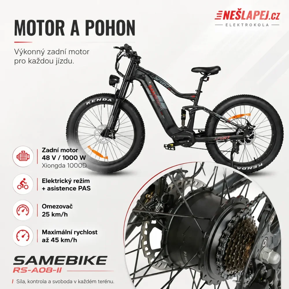 SAMEBIKE RS-A08-II celoodpružené fatbike elektrokolo
