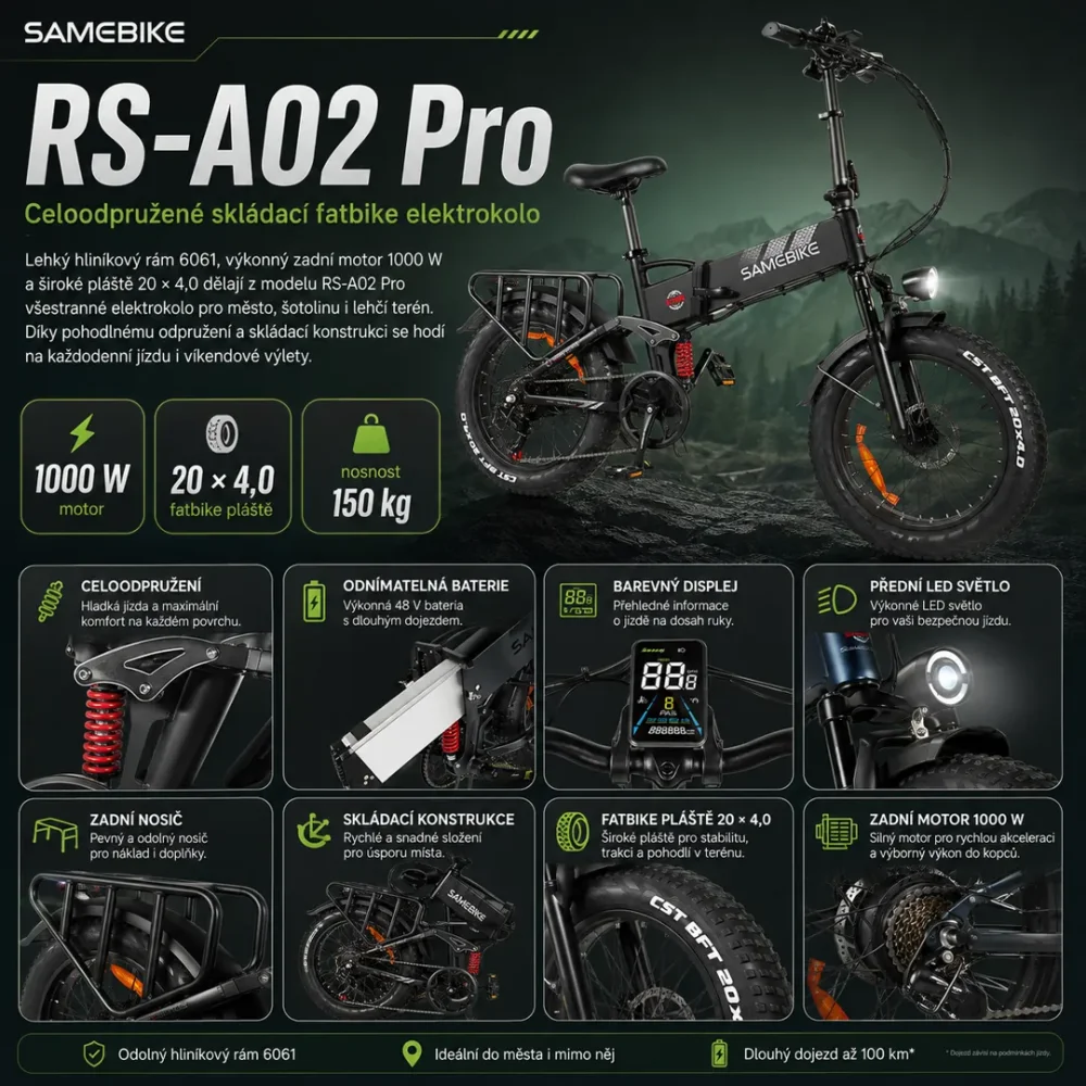 SAMEBIKE RS-A02 Pro skládací fatbike elektrokolo