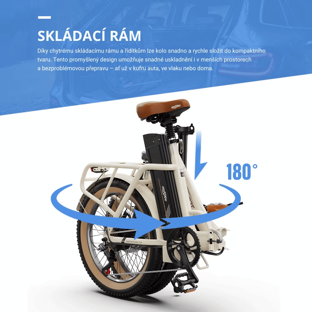 Onesport OT16-2 | Skládací Fat Bike, 250W, 17Ah, Shimano 7-rychl., LCD Displej