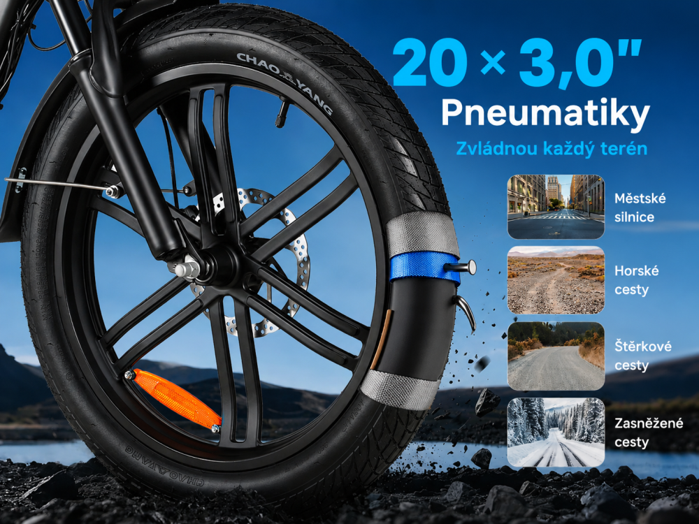 SAMEBIKE CY20 Pro v modrém provedení s baterií 36V 13Ah